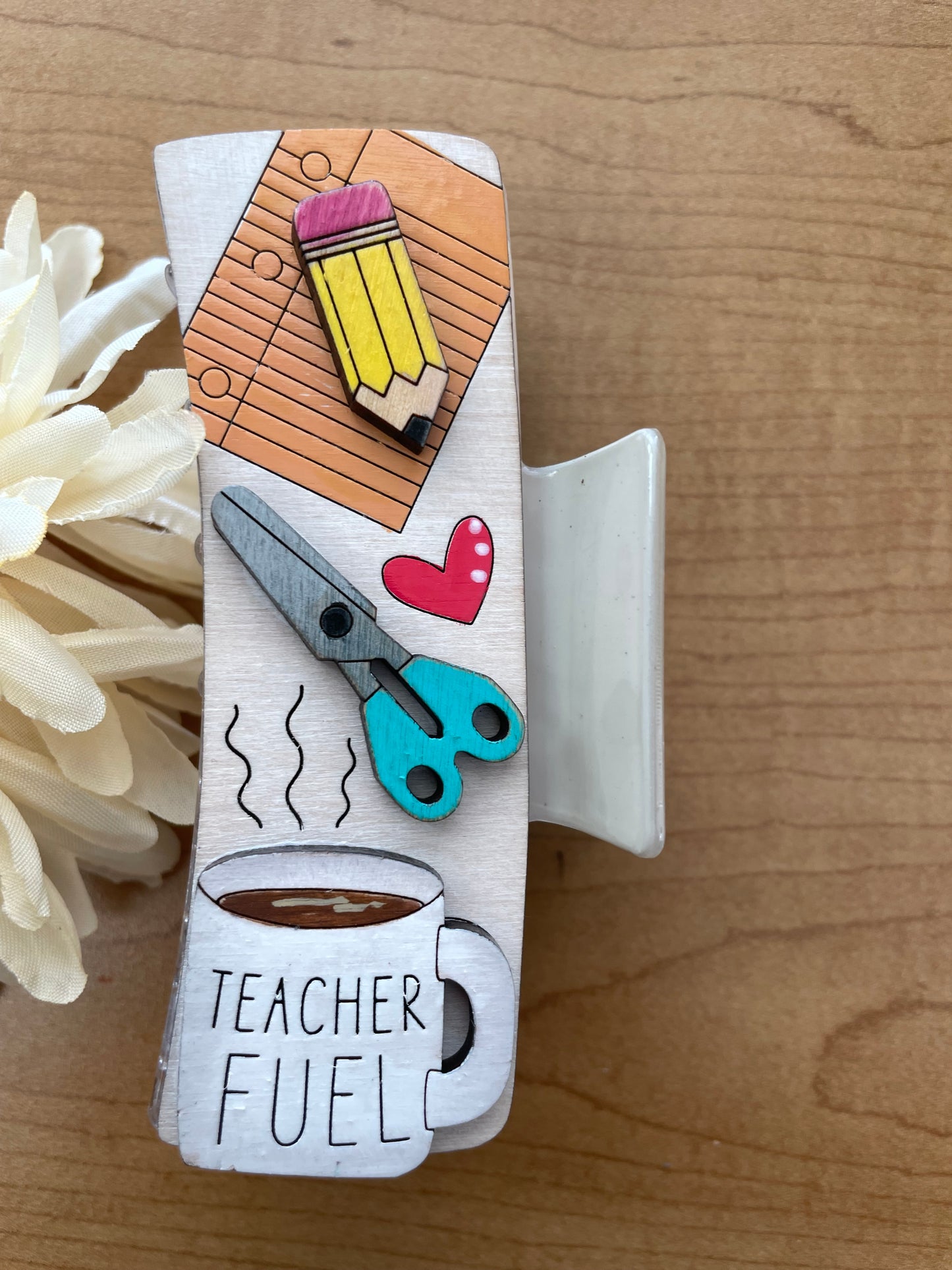 4" Teacher Fuel wooden claw clip