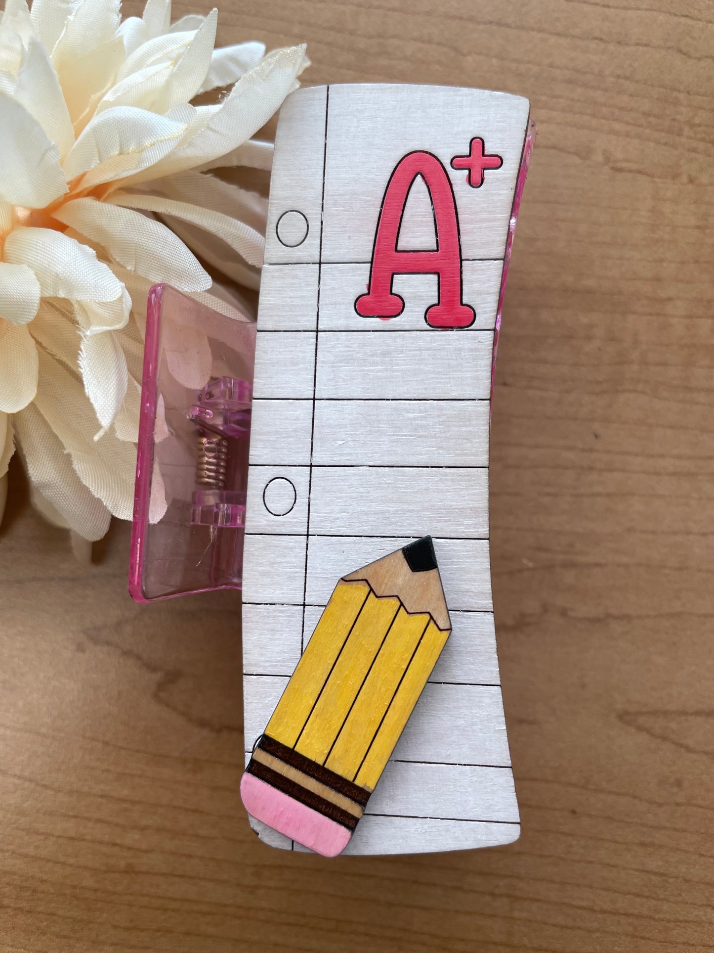 4" Wooden Teacher A+ claw clip