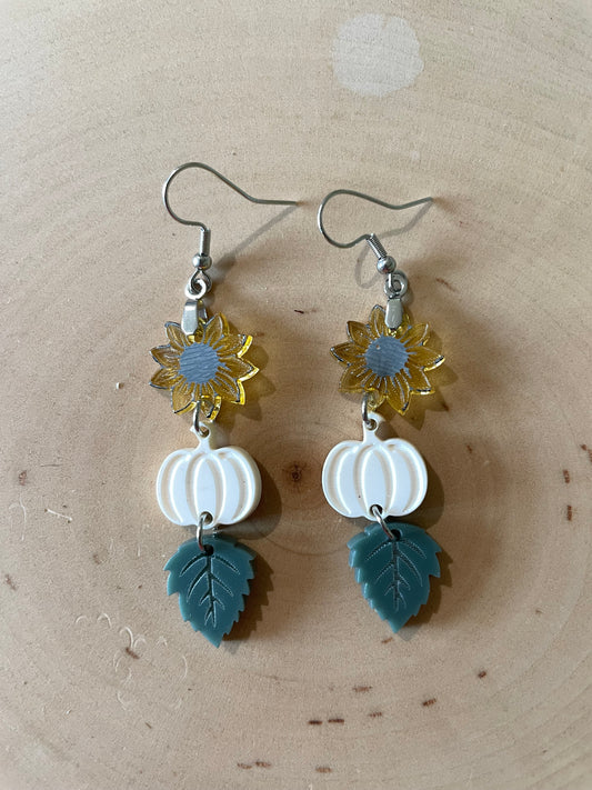 Sunflower Pumpkin Leaf acrylic earrings