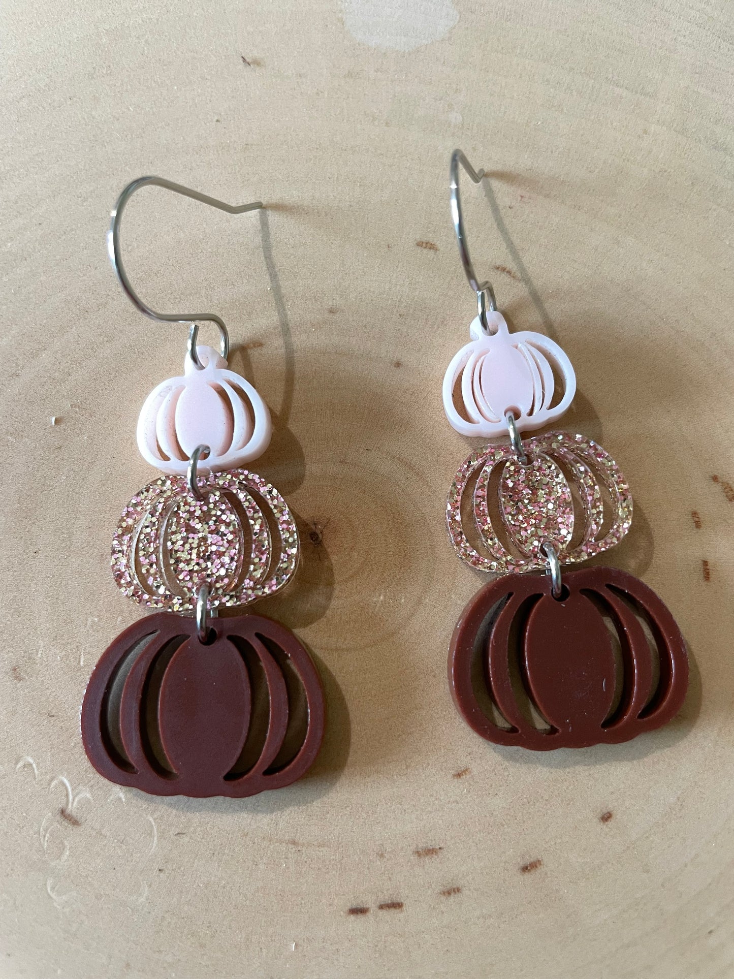 3 Pumpkin drop acrylic earrings