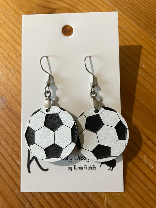 Acrylic soccer ball earrings