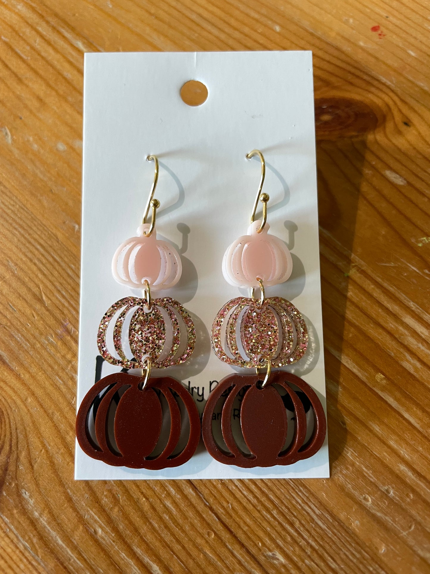 3 Pumpkin drop acrylic earrings