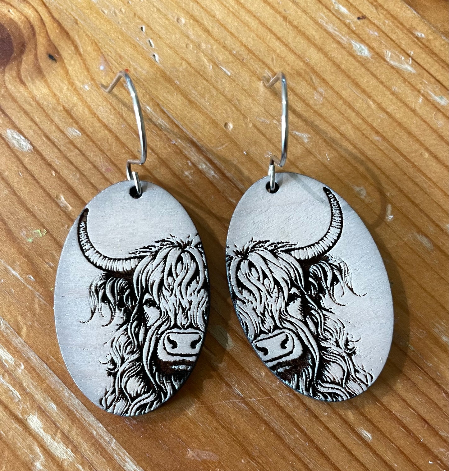 Oval Highland Cow earrings