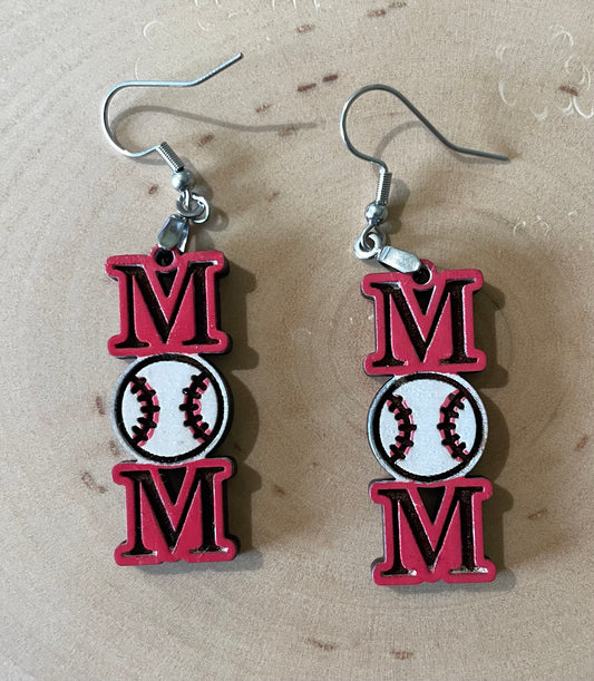 MOM Baseball earrings