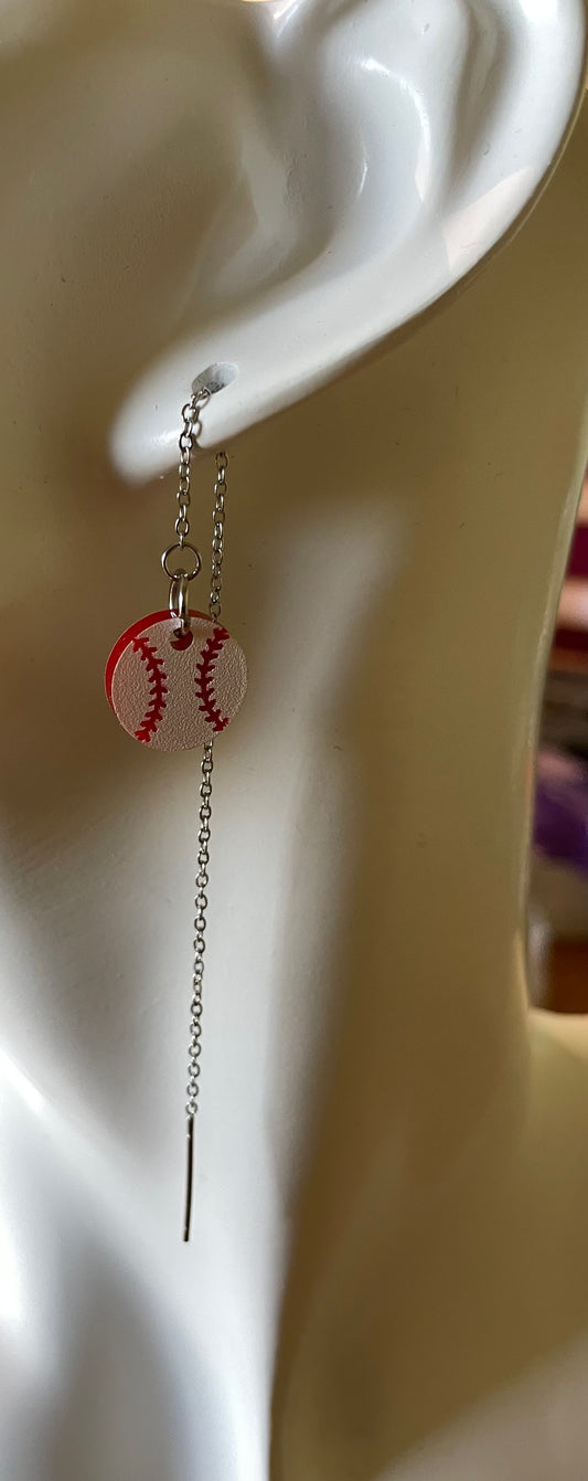 Baseball threader drop earrings