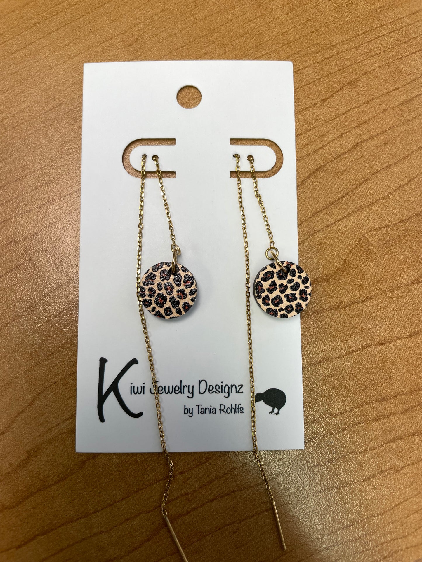 Leopard Print threader earrings