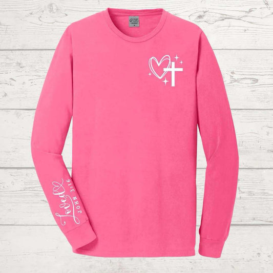 John 3:16 Beach Wash Valentine Long Sleeve