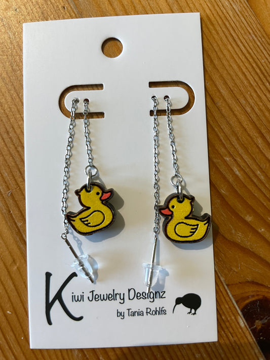 Yellow Ducky threader earrings (shorter length)