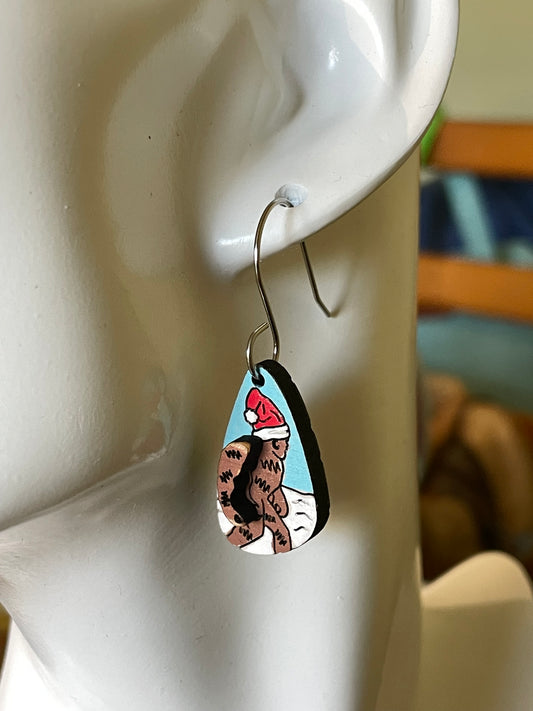 Big Foot Christmas earrings (sml)