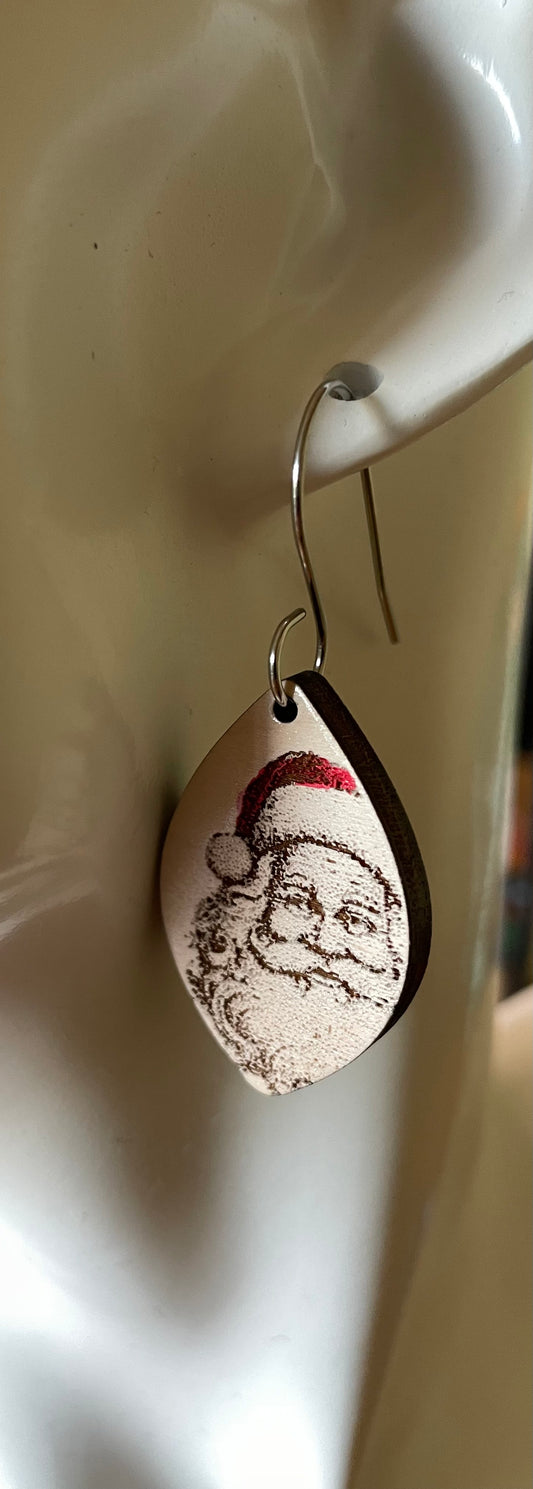 Santa Face hand painted earrings