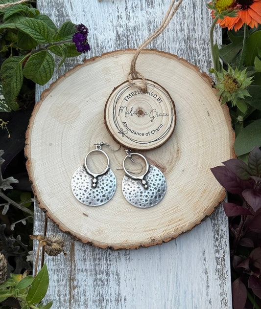 Silver Hammered Metal Earrings