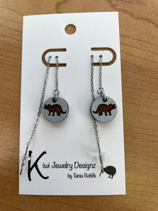 Triceratops threader earrings (shorter length)