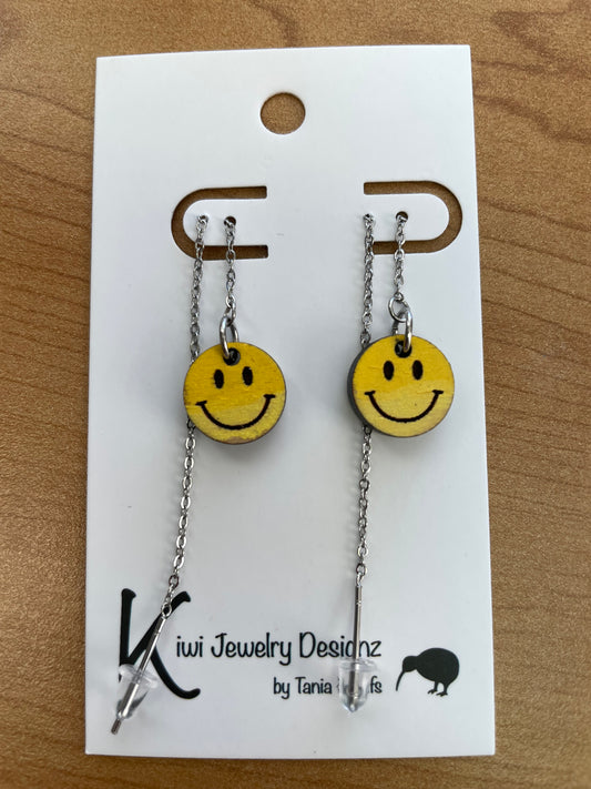 Smily Face threader earrings (shorter length)