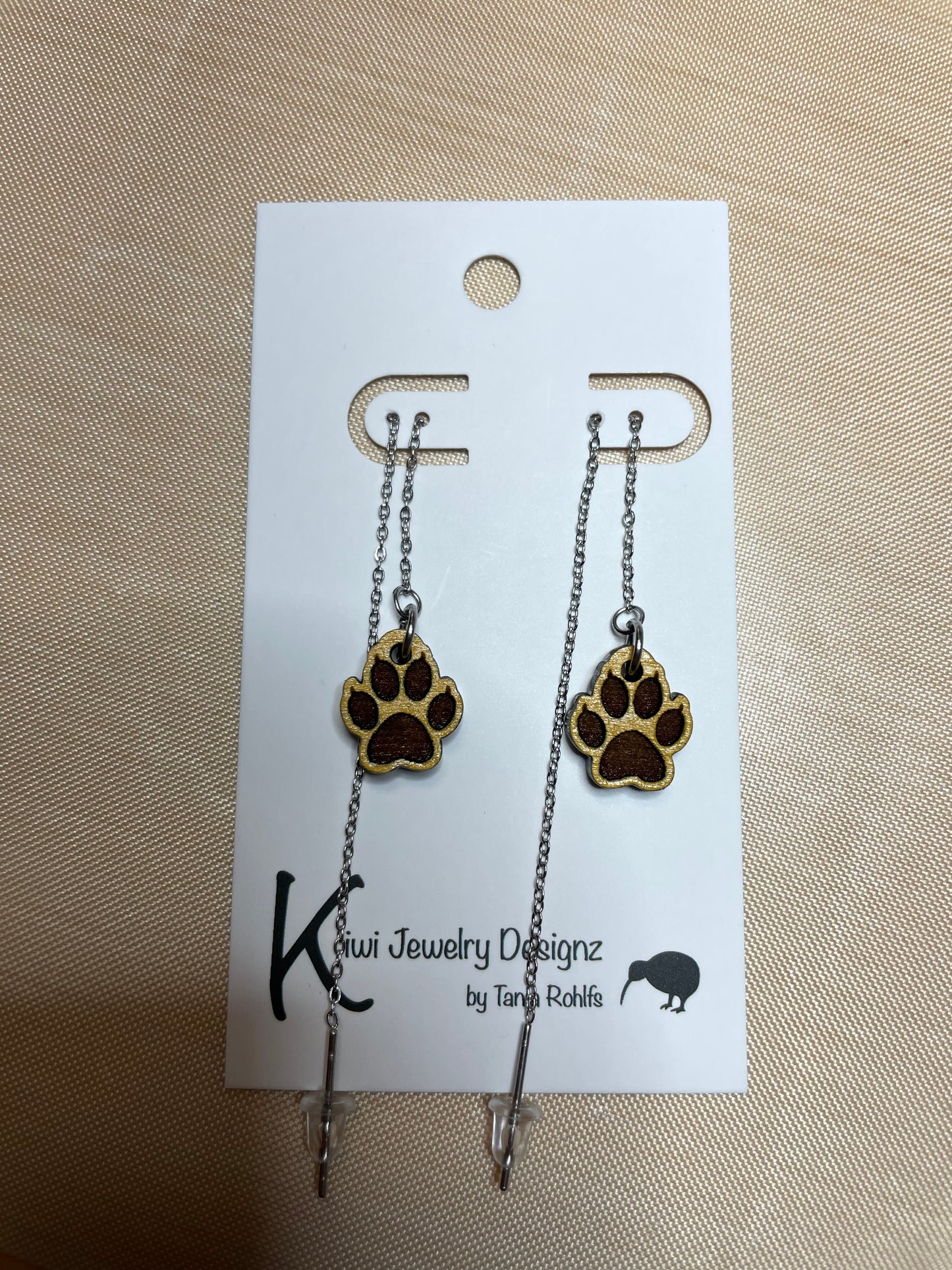 Dog Paw print threader earrings