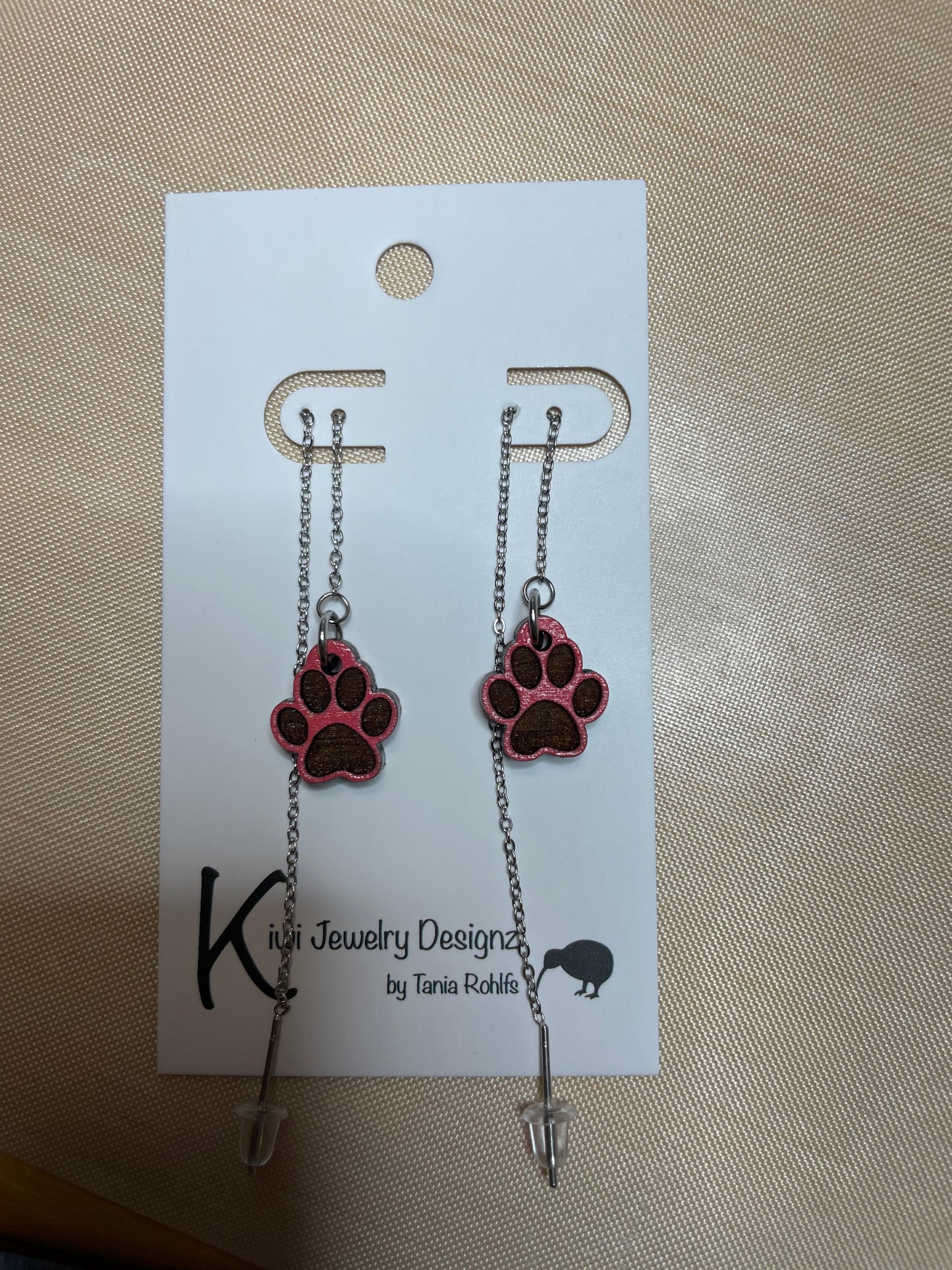 Cat Paw print threader earrings