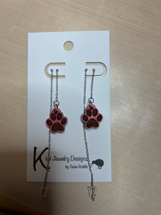 Cat Paw print threader earrings