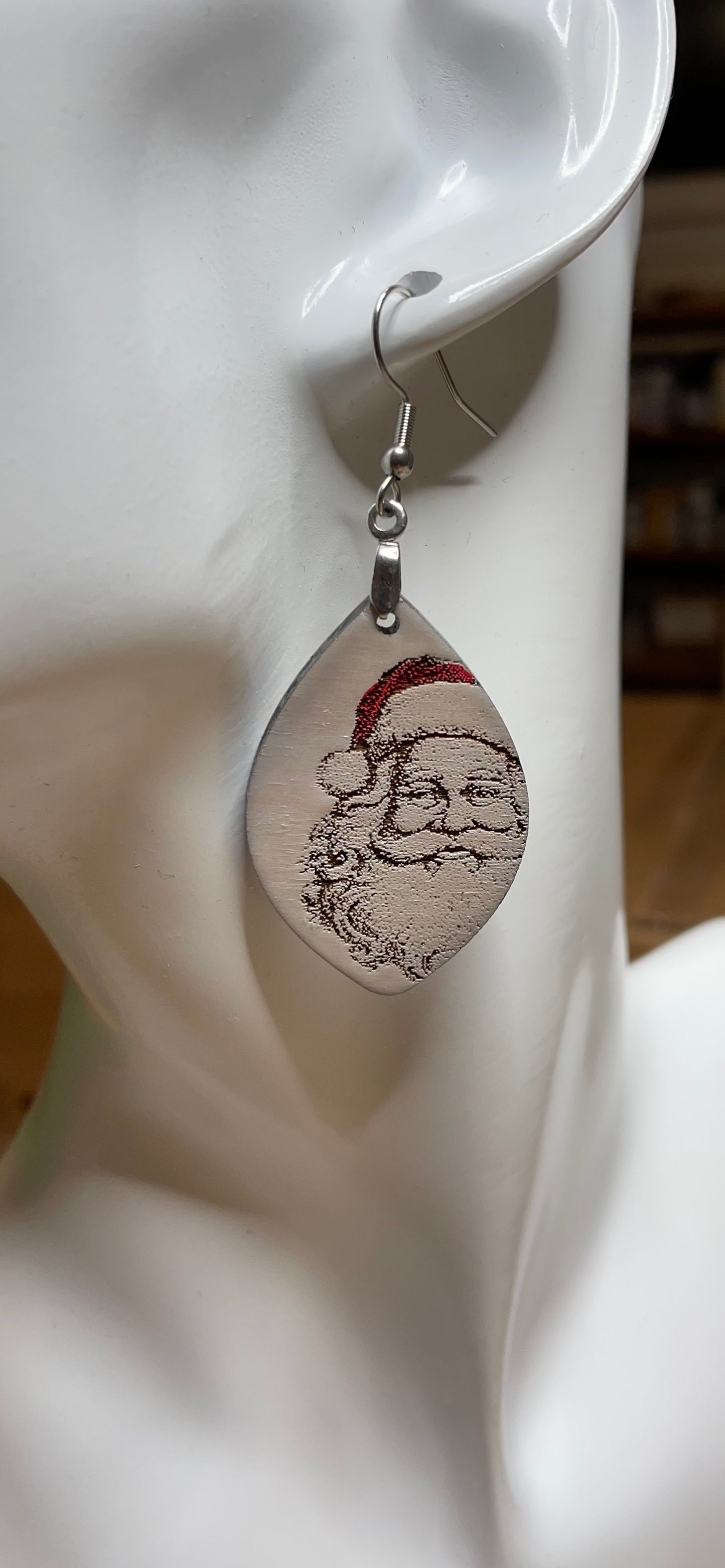 Santa Face hand painted earrings