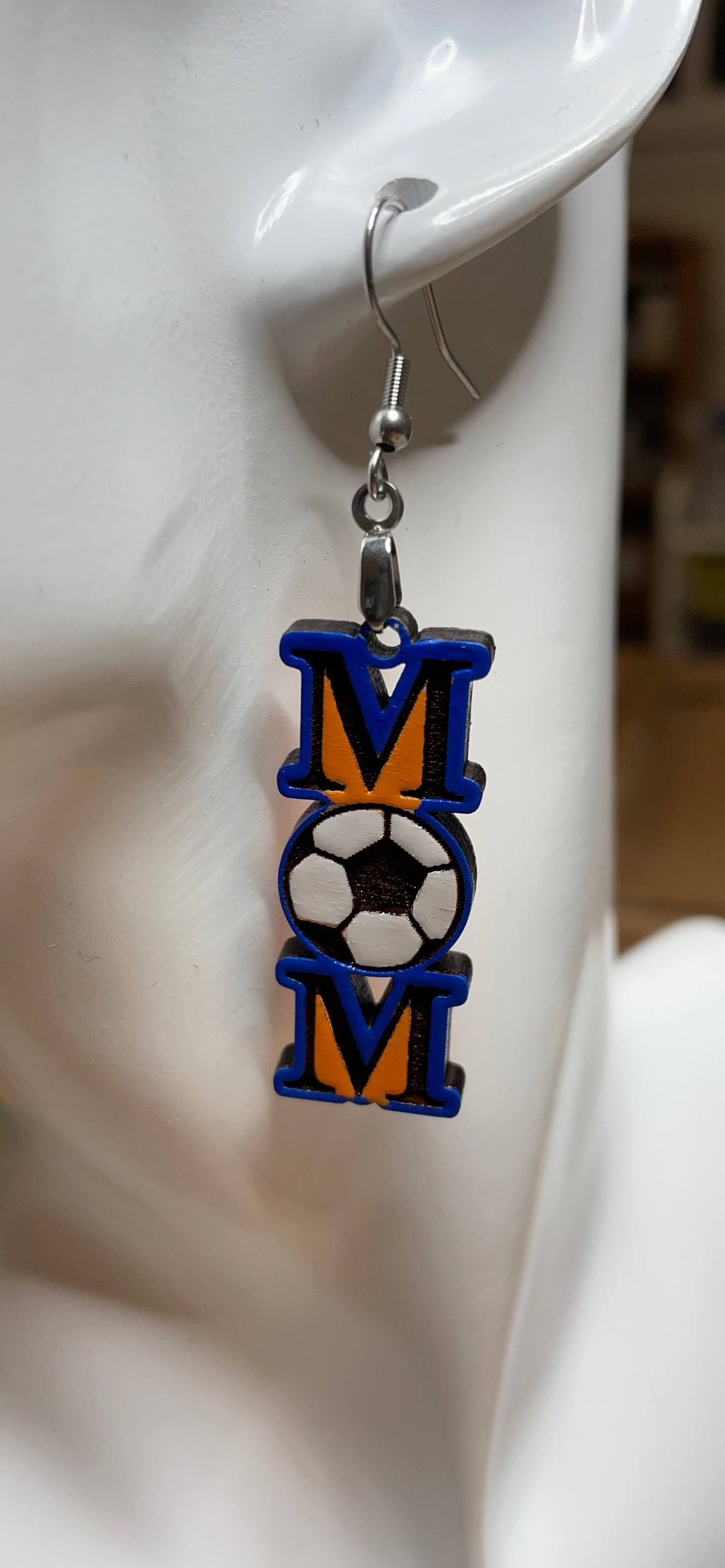 Custom MOM soccer Bengals earrings