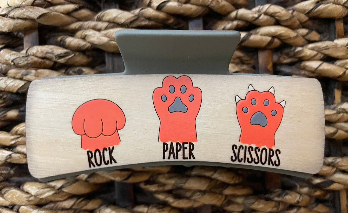 Rock Paper Scissors 4" claw clip