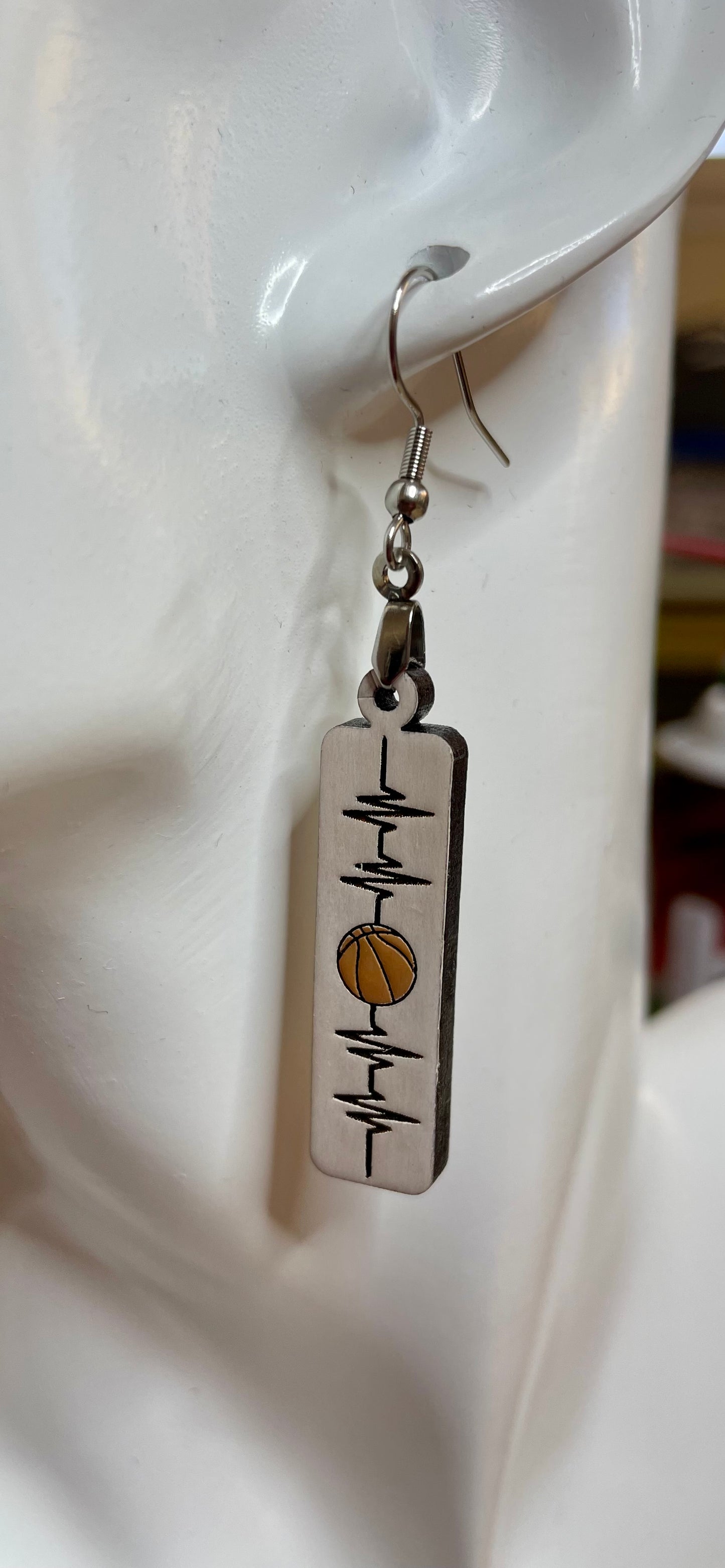 Basketball Pulse wood earrings