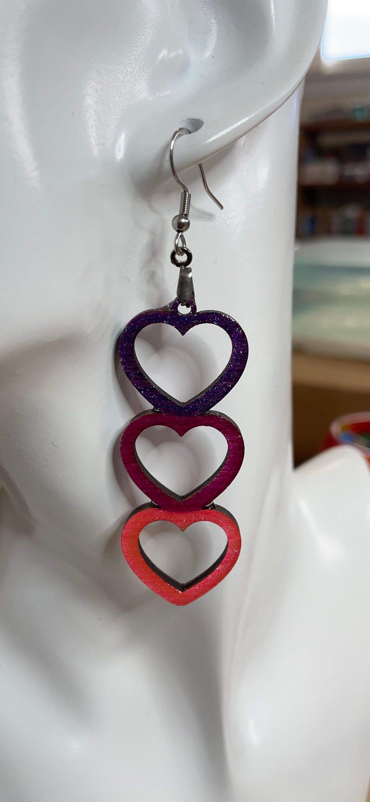 3 Stacked Hearts earrings