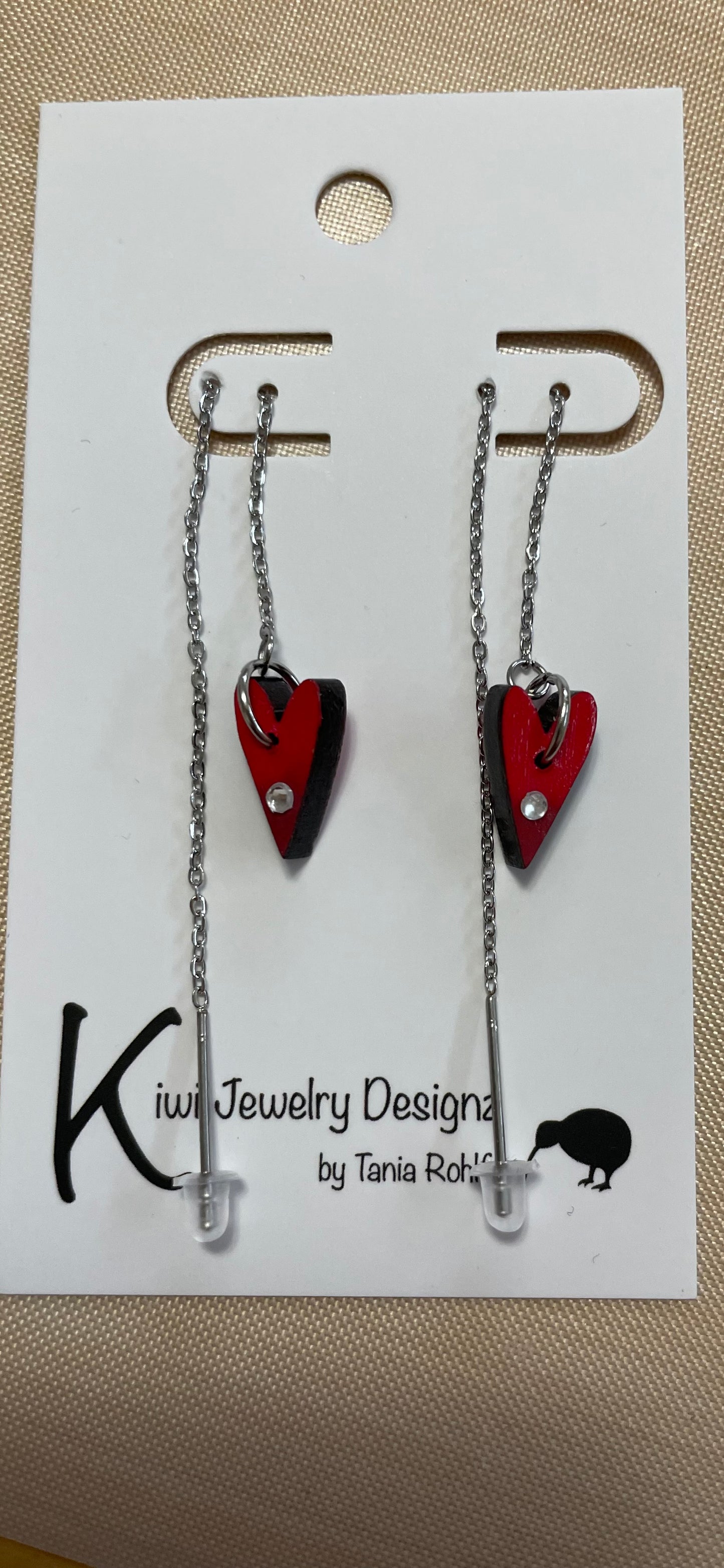 Red Heart threader earrings