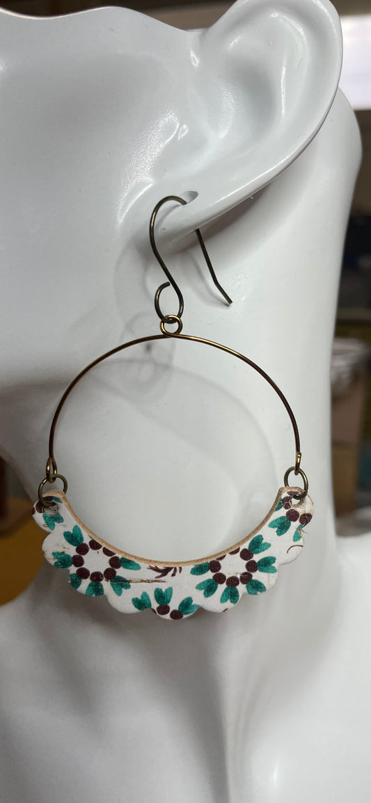 Wire Hoop & Leather earrings