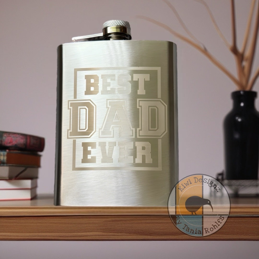 8oz Best Dad Ever hip flask silver