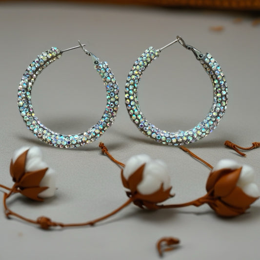 40mm Irredescent Sparkly hoop earrings