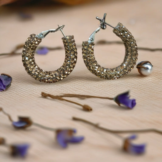 20mm Champagne Sparkly hoop earrings