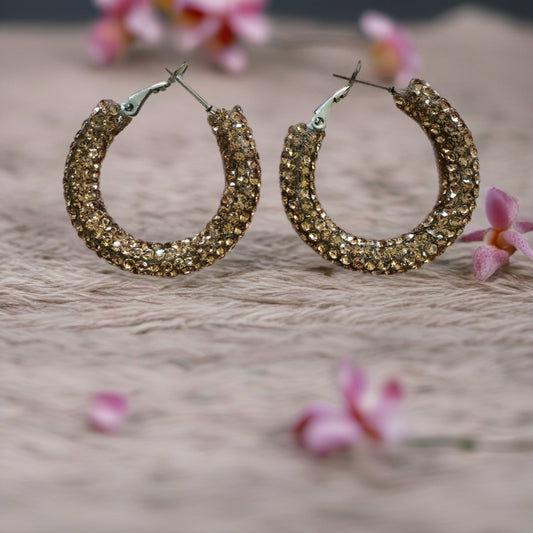 30mm Champagne Sparkly hoop earrings