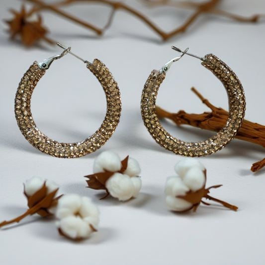 35mm Champagne Sparkly hoop earrings