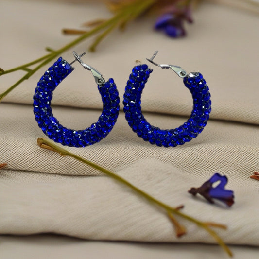 20mm Dark Blue Sparkly hoop earrings