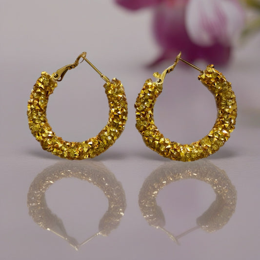 30mm Gold Sparkly Hoop earrings