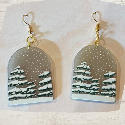 Winter Tree Earrings in Gold