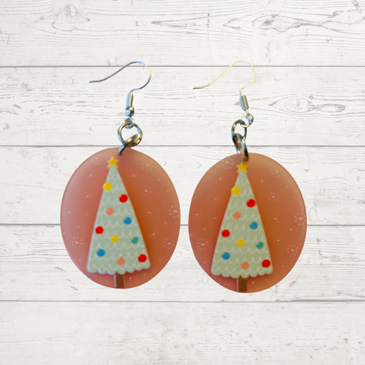 Whoville Pink Tree Earrings