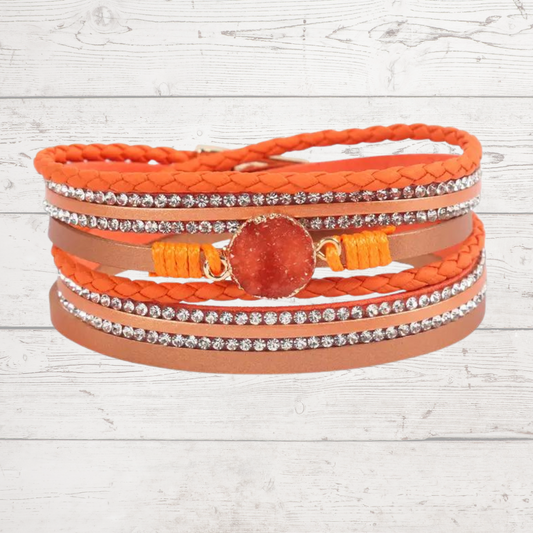 Orange Druzy Magnet Wrap Bracelet