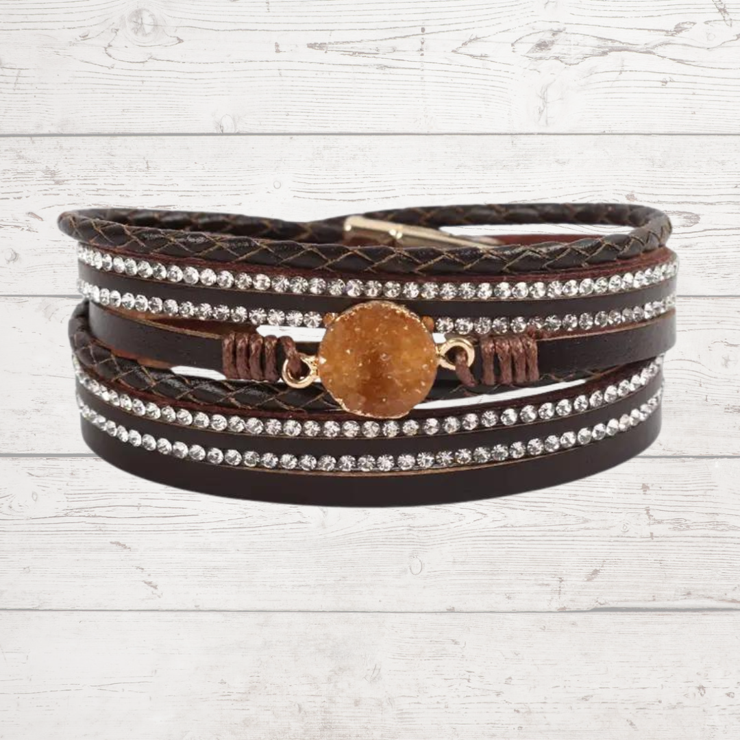 Brown Druzy Magnet Wrap Bracelet