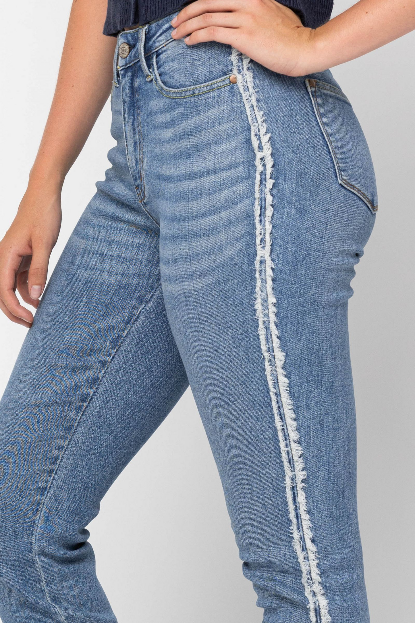 Judy Blue HW Side Fray Jeans