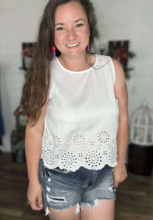 Envy Eyelet Sleeveless Top