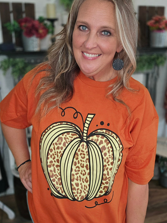 Cheetah Print Pumpkin Tee