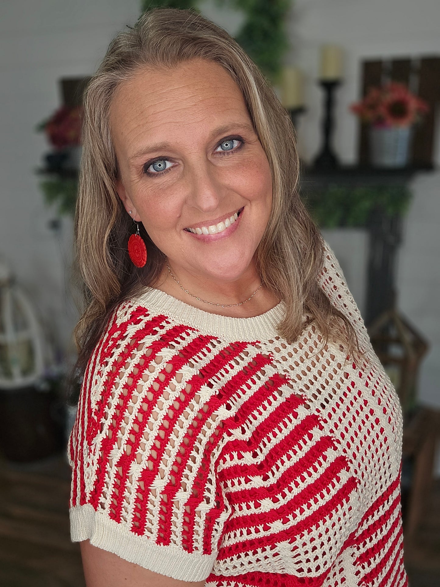 Red and White Summer Sweater
