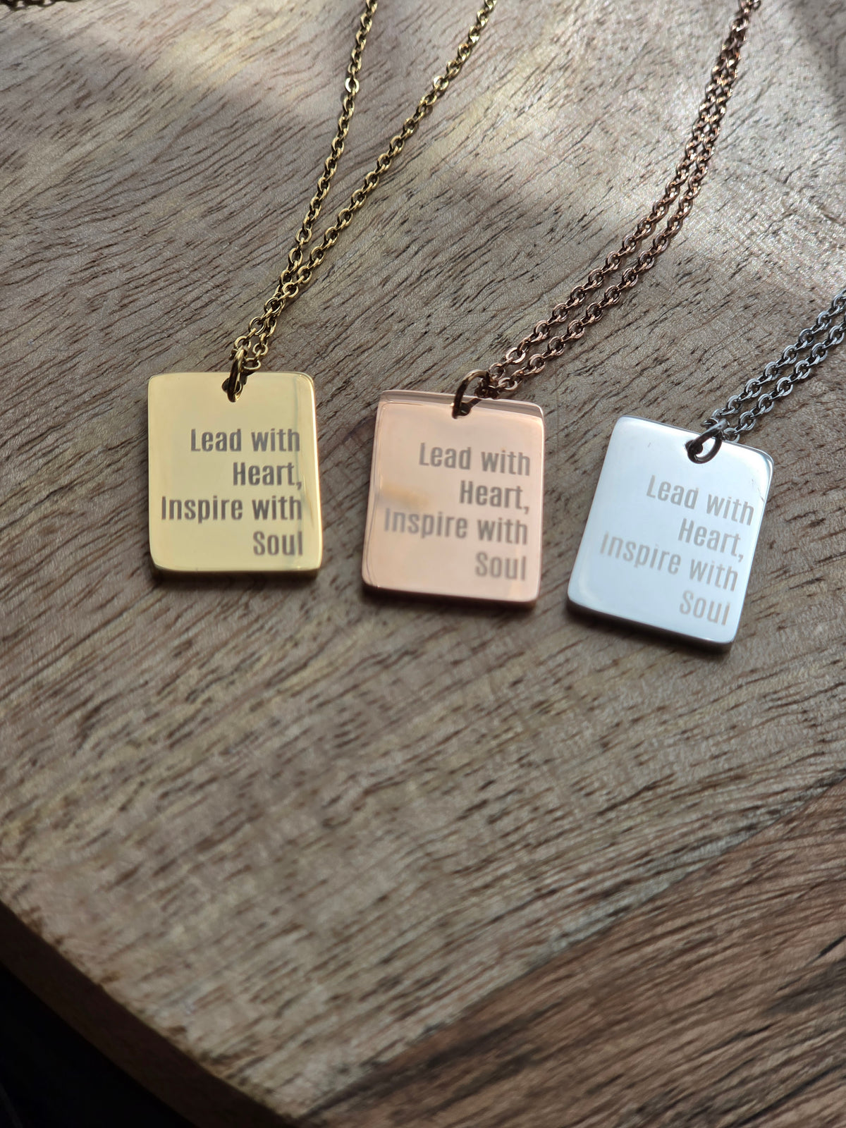 Lead with Heart, Inspire with Soul Engraved Necklace