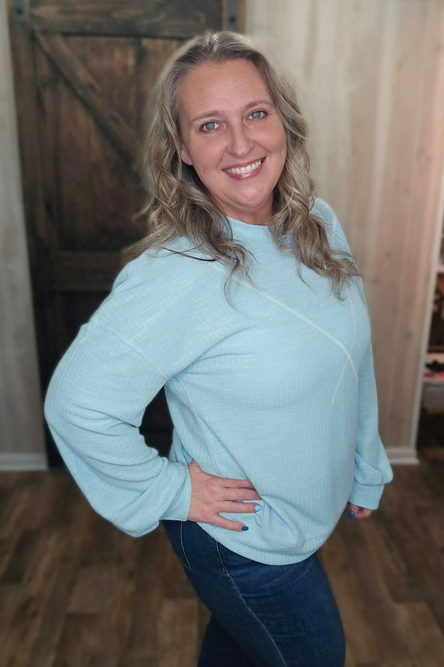 V Stitched Ribbed Top