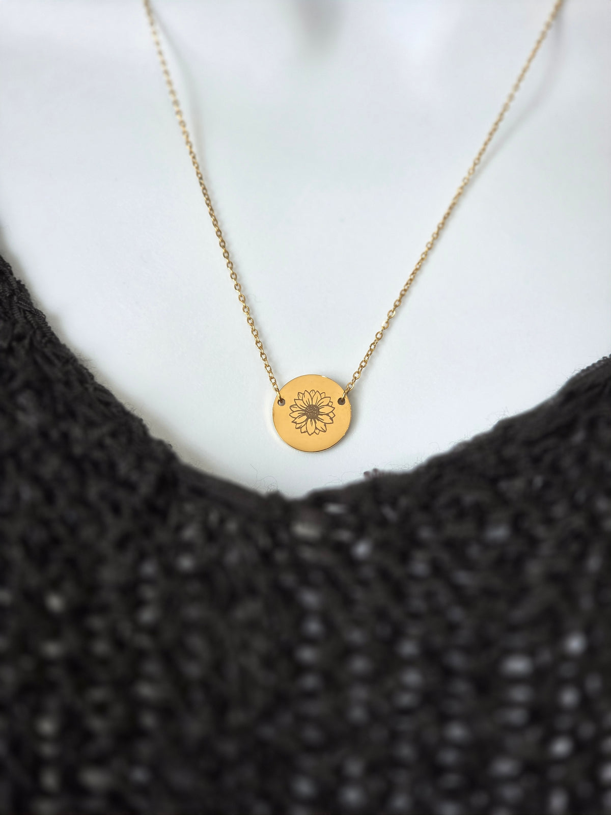 Sunflower Engraved Necklace