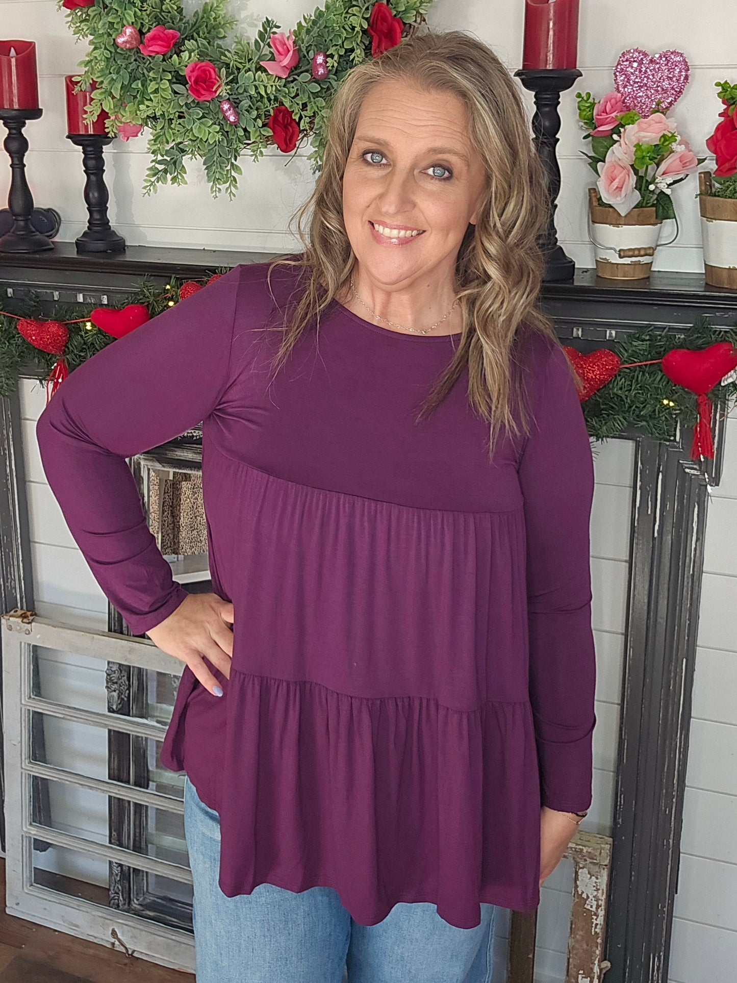 Plum Babydoll Tunic Top