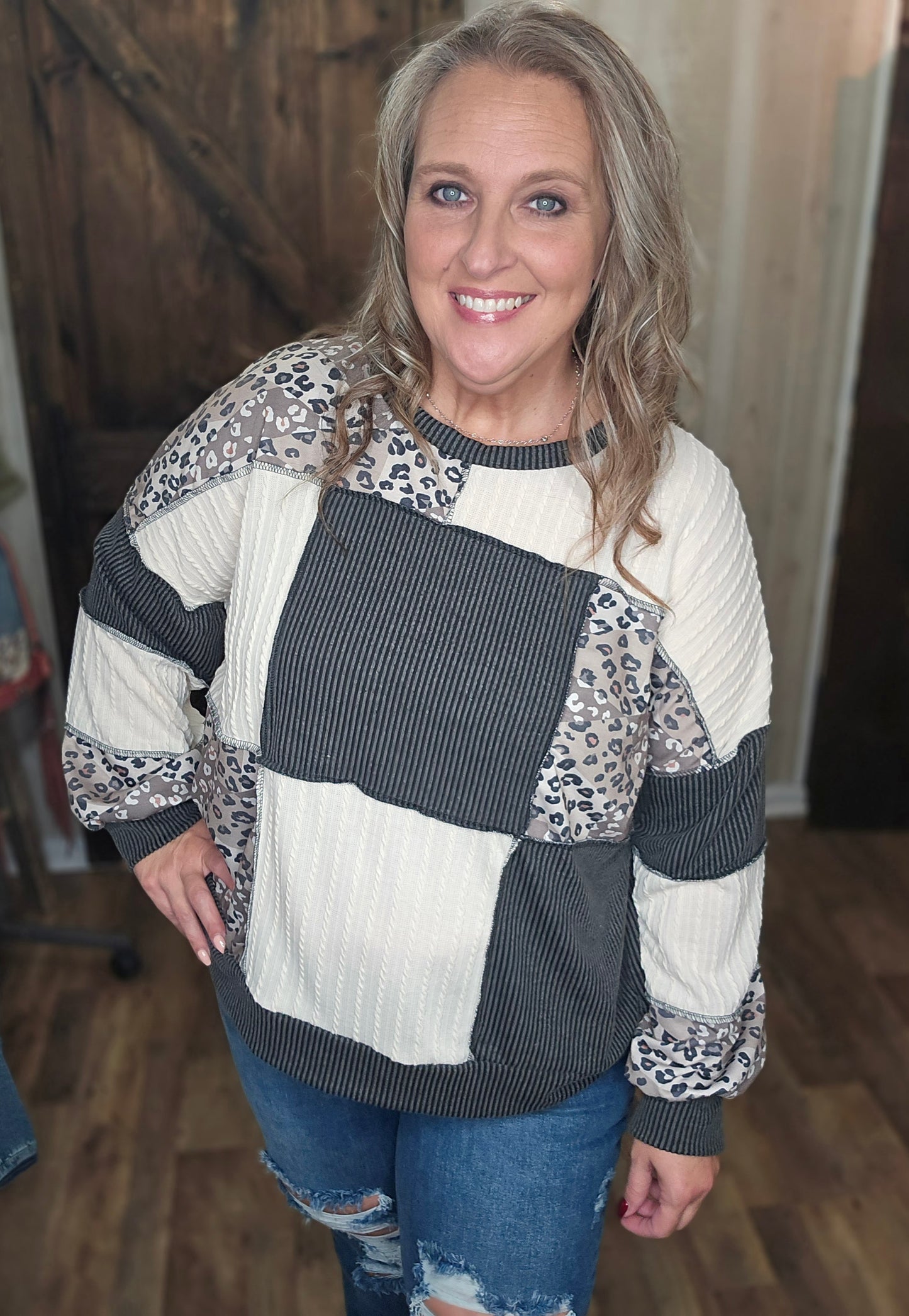 Rumi Ribbed Leopard knit Top