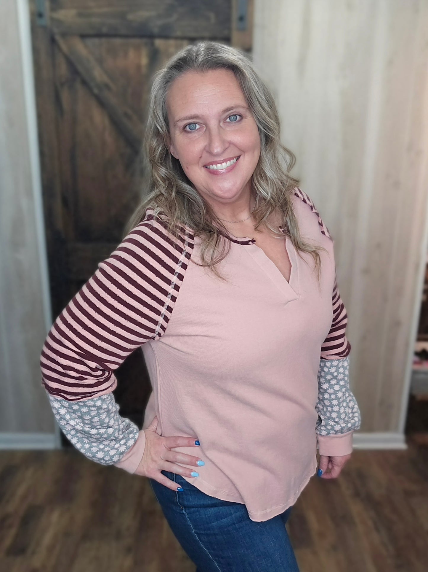 Fannie Floral and Striped Top