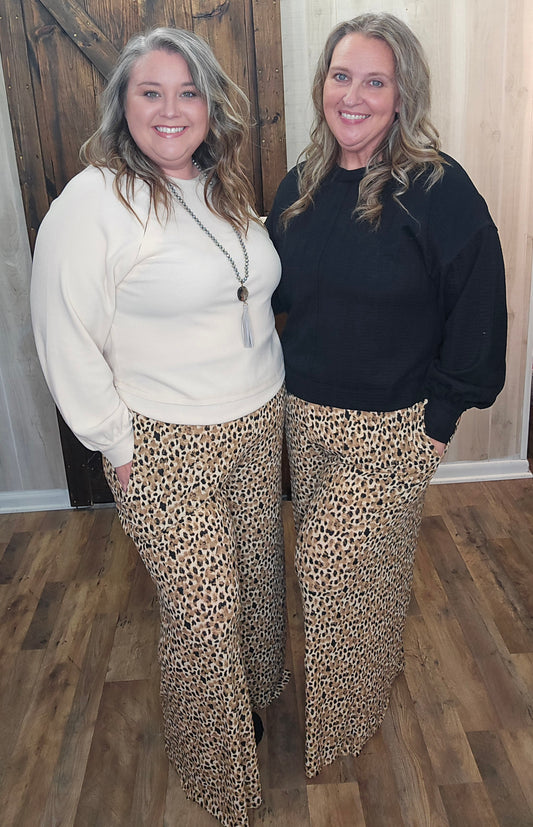 Love’em Leopard Print Wide Leg Pants