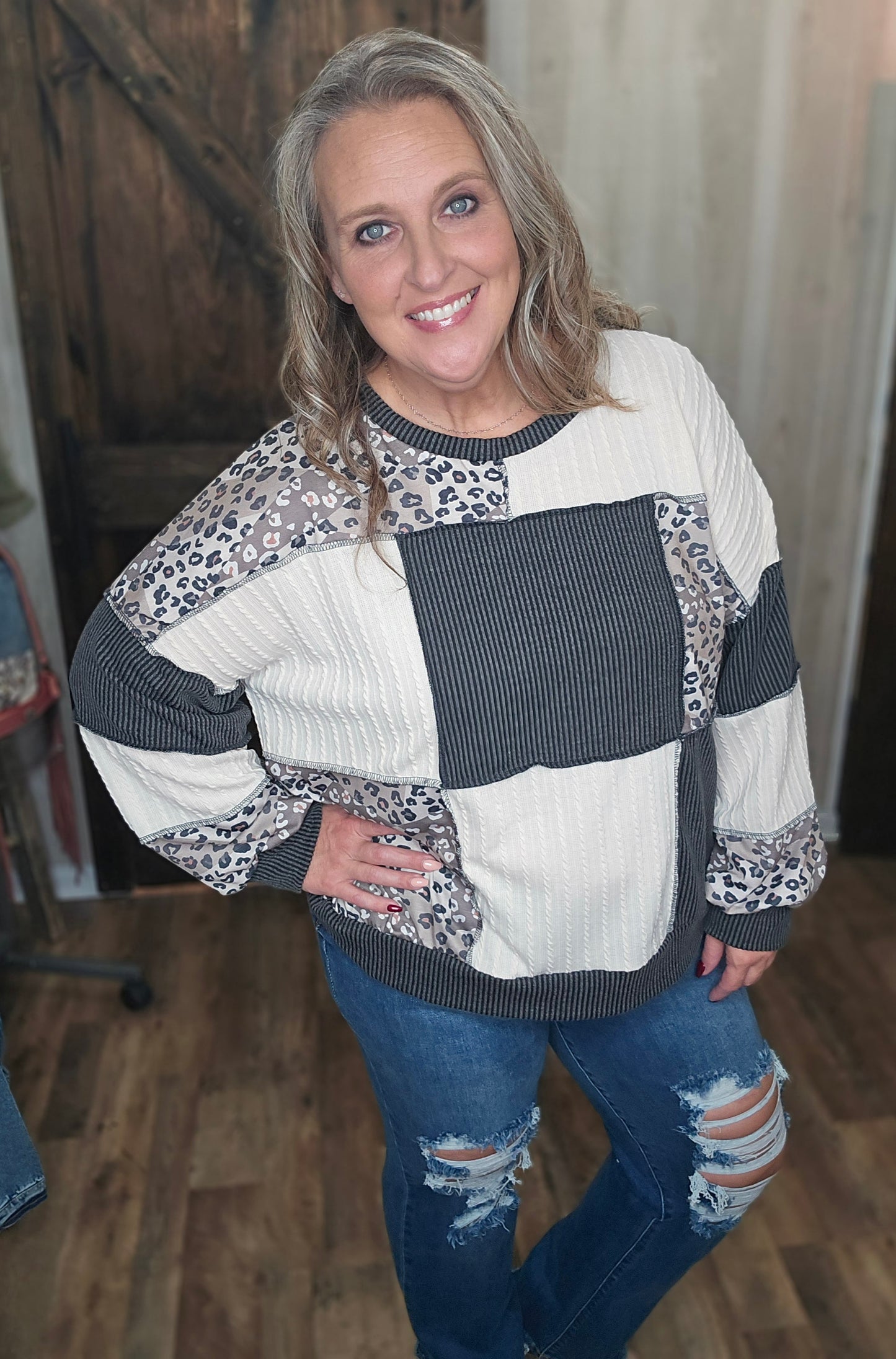 Rumi Ribbed Leopard knit Top